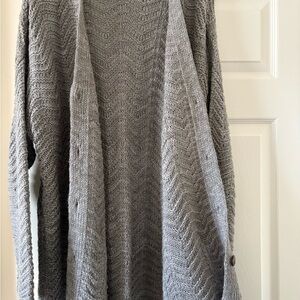 Cozy Gray Knit Button-Front Cardigan